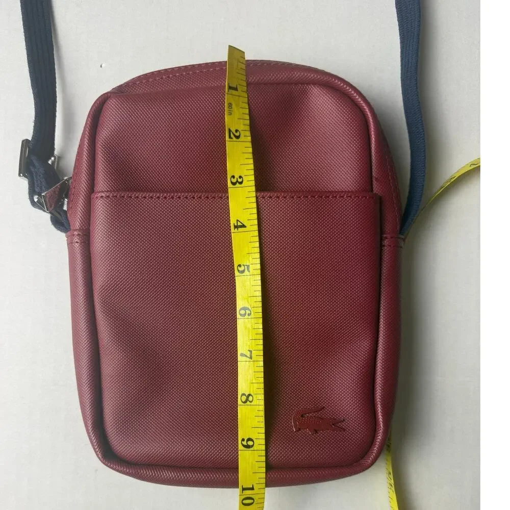 Lacoste Crossbody Bag - Burgundy with Blue Strap